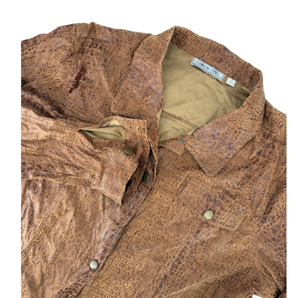 Birch Hill‎ Vintage 2X Crocodile Indy Embossed Button Jacket Faux Leather Look